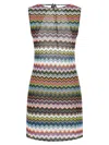 Missoni Sleeveless Knit Dress Round Neckline Zigzag In Multi