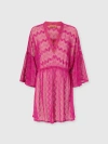 Missoni Cover-up Dress In Zig Zag Lamé Viscose With Wide Sleeves In Purple