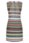 Missoni Sleeveless Knit Dress Round Neckline Zigzag In Multi