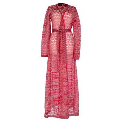 Pre-owned Missoni Cover Up Robe Maxi Dress In Red Rayon