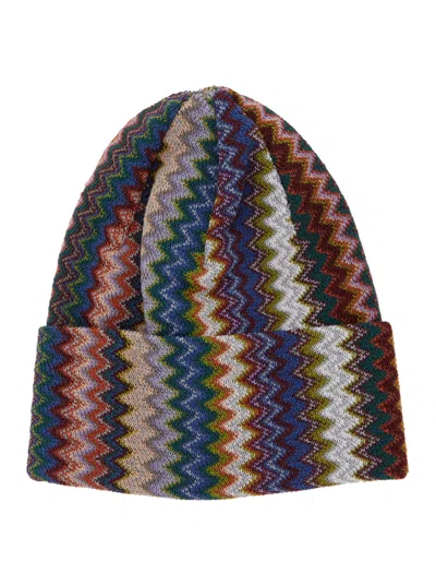 Missoni Cprawmua774 Wool Blend Jacquard Beanie In Multi