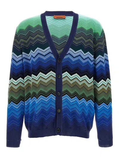 Missoni Zigzag Cardigan In Blue