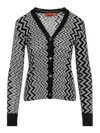 Missoni Buttoned Wool Cardigan Zigzag Stripes In Black