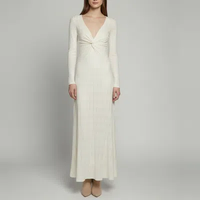 Pre-owned Missoni Cream Crochet Knit Twisted Neckline Maxi Dress M In White