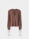 Missoni Crew Neck Blouse In Wool Blend In Sand