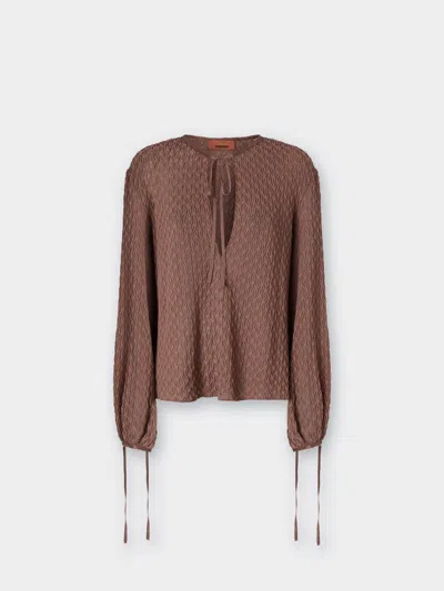 MISSONI BLUSE MIT RUNDHALSAUSSCHNITT AUS WOLLMISCHUNG