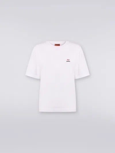 Missoni Crew-neck Cotton T-shirt With Embroidery And Logo In White