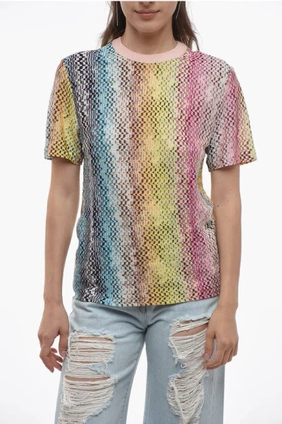 Missoni Striped Knitted T-shirt In Multicolour