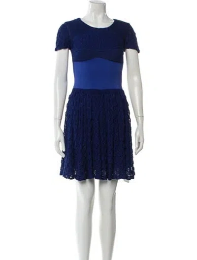 Pre-owned Missoni Crew Neck Mini Dress In Blue