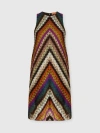 Missoni Crew Neck Mini Dress In Perforated Tulle Lace In Multi