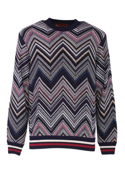 Missoni 'zig Zag' Crew Neck Sweater In Black