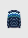 Missoni Pullover Mit Rundhalsausschnitt Und Makro-zickzack- Und Melange-details In Blue