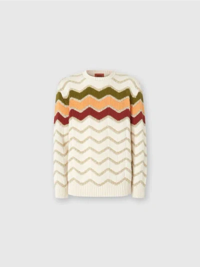 MISSONI MISSONI CREW-NECK PULLOVER WITH MACRO ZIGZAG AND MÉLANGE DETAILS