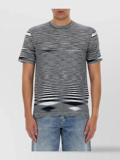 Missoni Crew Neck Striped Knit T-shirt In Black