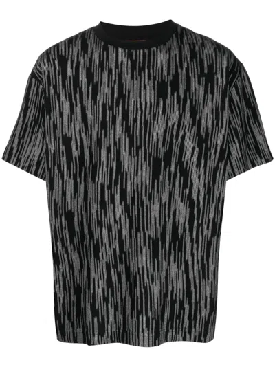Missoni Crew-neck Striped T-shirt In Black