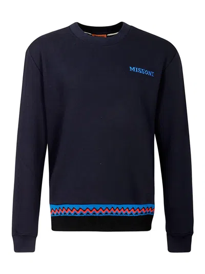 Missoni Crew Neck Sweatshirt In Blue