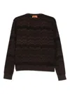 Missoni Chevron Pattern Long Sleeve Crew Neck Knit In Brown