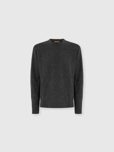 MISSONI MISSONI CREW NECK SWEATER IN PURE CASHMERE WITH CHEVRON PATTERN