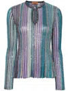 Missoni Lamé Pleated Knit Top In Purple