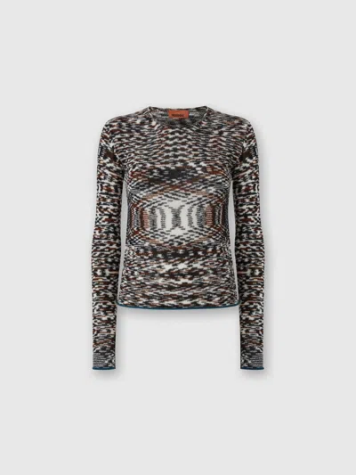MISSONI RUNDHALSPULLOVER MIT FLAMMENMUSTER AUS KASCHMIRMIX