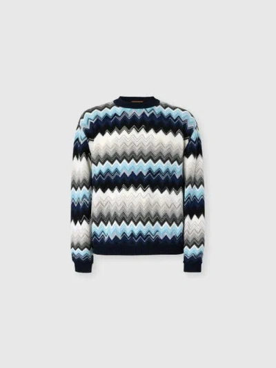 MISSONI MISSONI CREW NECK SWEATER WITH FLAME ZIGZAG PATTERN
