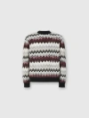 Missoni Crew Neck Sweater With Flame Zigzag Pattern In Burgundy