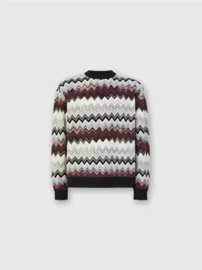 MISSONI MISSONI CREW NECK SWEATER WITH FLAME ZIGZAG PATTERN