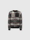 Missoni Crew-neck Sweater With Geometric Zigzag Pattern In Gray