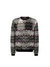 Missoni Crew-neck Sweater With Geometric Zigzag Pattern In Multi