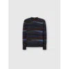 Missoni Crew Neck Sweater With Striped Inlay In Blue
