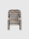 Missoni Crew Neck Sweater With Wave Pattern In Gray