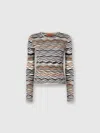 Missoni Crew Neck Sweater With Wave Pattern In Gray