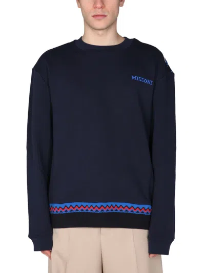 Missoni Crew Neck Sweatshirt In Blue