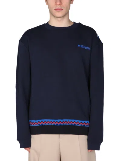 Missoni Crew Neck Sweatshirt In Blue