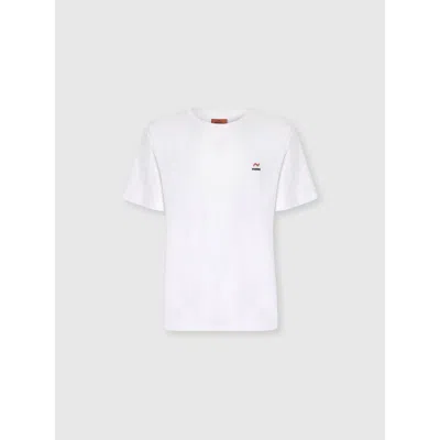 Missoni Crew Neck T-shirt In Cotton With Embroidery And Logo In White