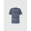 Missoni Crew Neck T-shirt With Geometric Zigzag In Multi