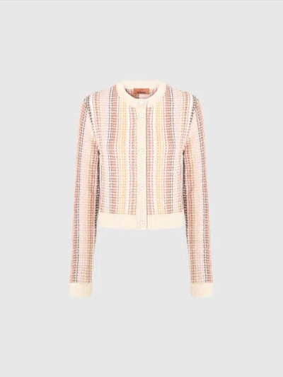 Missoni Crewneck Cardigan In Cotton Blend Caperdoni Motif In Multicoloured