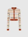 Missoni Short Striped Knit Cardigan In Multicoloured