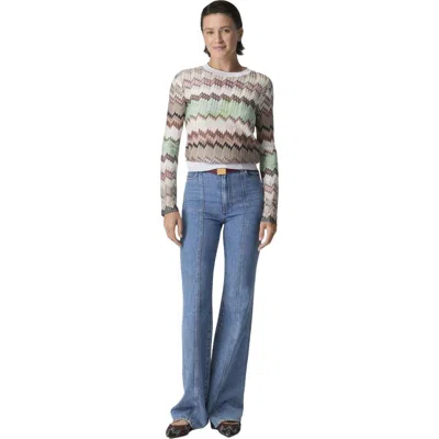 Missoni Crew-neck Knit Top In Viscose Lamé With Contrast Trims In Multi
