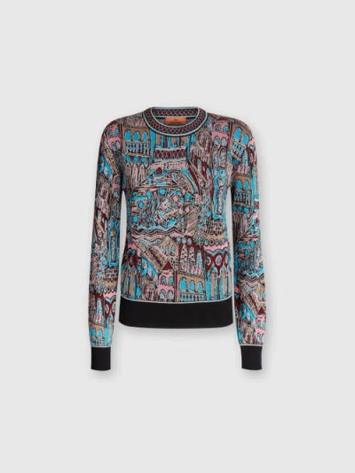 MISSONI MISSONI CREWNECK PULLOVER IN WOOL AND VISCOSE WITH VENEZIA MOTIF