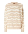 Missoni Crewneck Pullover With Tone-on-tone Zigzag In Neutral