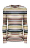 Missoni Crewneck Striped Knit Sweater In Yellow