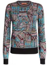 Missoni Crewneck Pullover In Wool And Viscose With Venezia Motif In Multicolor