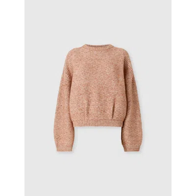 Missoni Crewneck Sweater With Zig Zag Texture In Pink