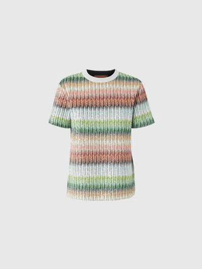 MISSONI T-SHIRT MIT RUNDHALSAUSSCHNITT AUS ZICKZACK-STRICK MIT FARBVERLAUF UND PAILLETTEN