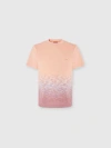 Missoni Crewneck T-shirt In Slub Cotton And Linen With Zigzag Embroidery In Orange & Red