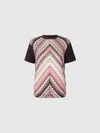 Missoni T-shirt Mit Rundhalsausschnitt Und Zick-zack-strickeinsatz Aus Lamé In Multicoloured
