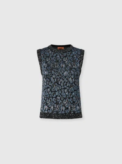 Missoni Crew-neck Top In Jacquard Knit With Animalier Pattern In Multi