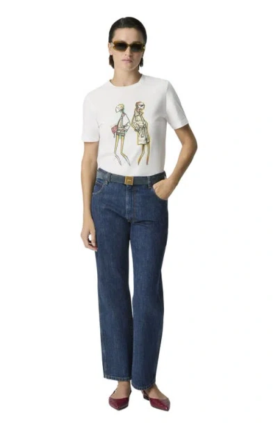 Missoni Crew-neck T-shirt In Cotton Jersey With Print And Logo In White