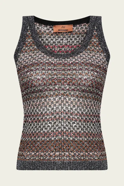 Missoni Crochet-effect Weave Top In Multicolour